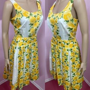 Retro Yellow Roses Dress by AnnTaylor Loft S/M